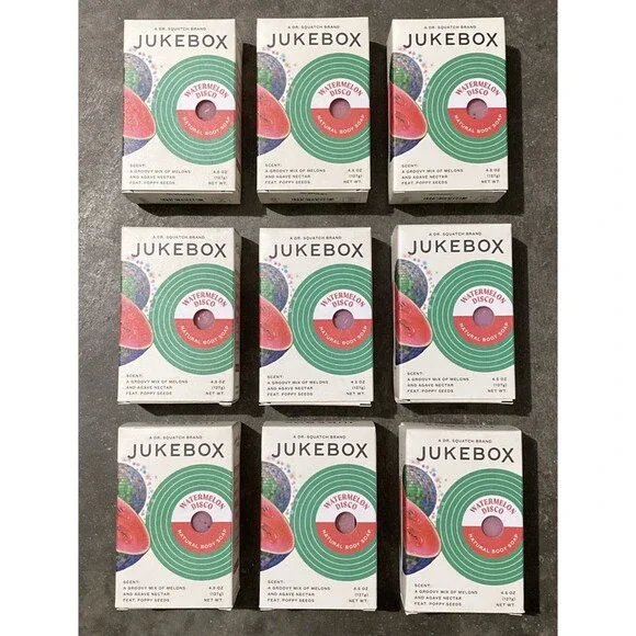 (9) Jukebox Watermelon Disco Natural Body Soap Bar Dr. Squatch Agave Poppy Seed - Picture 1 of 2